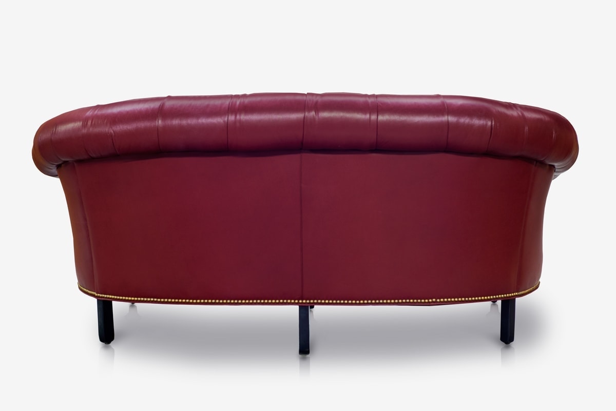 Truman Curved Chesterfield Sofa in Merlot Leather