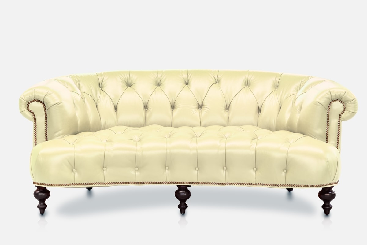 The Truman: Rounded Button Tufted Leather Chesterfield Sofa