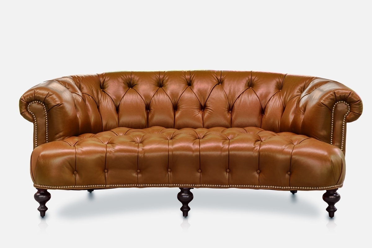 Truman Curved Chesterfield Sofa in Penny Leather