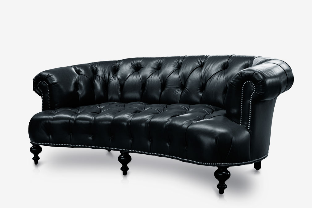 The Truman: Diamond Tufted Black Leather Chesterfield Sofa