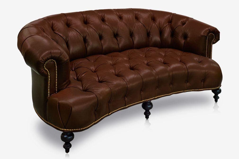 Curved Chesterfield Sofa Dark Brown Curved Tufted Leather