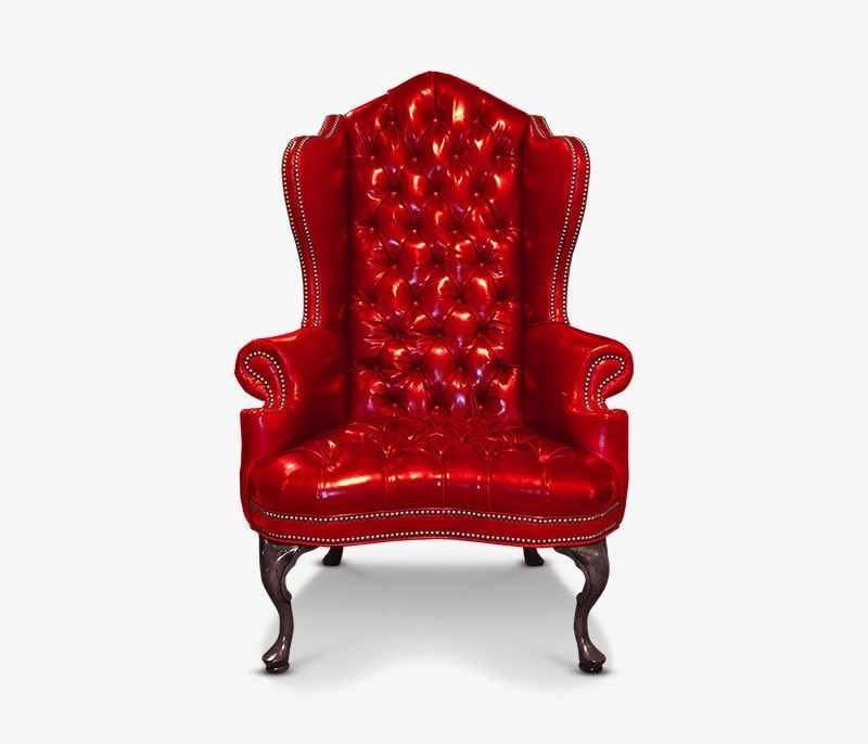 Biltmore Estate Tufted Back Red Leather Wing Chair