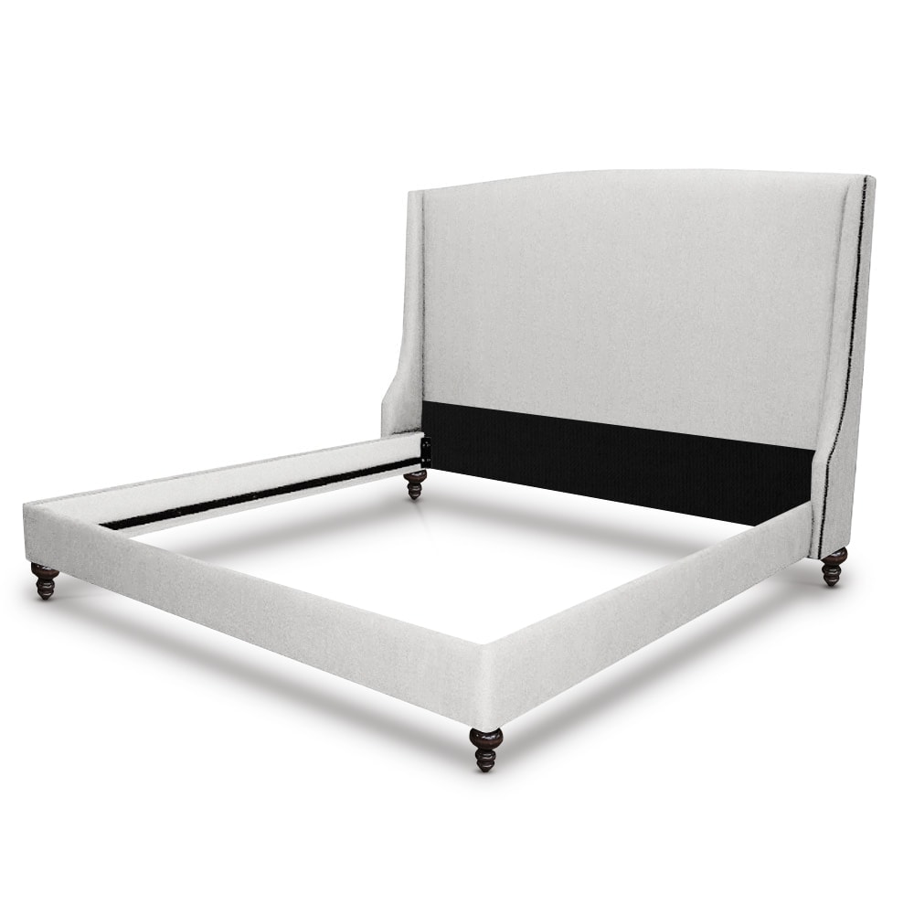 Whitemarsh: Custom American Made Bed Frame in White Fabric