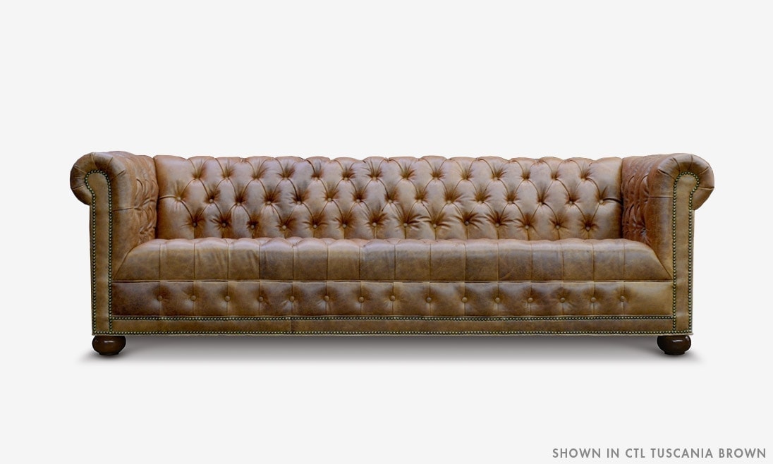 Hepburn Tufted Chesterfield Sofa in CTL Tuscania Brown Leather
