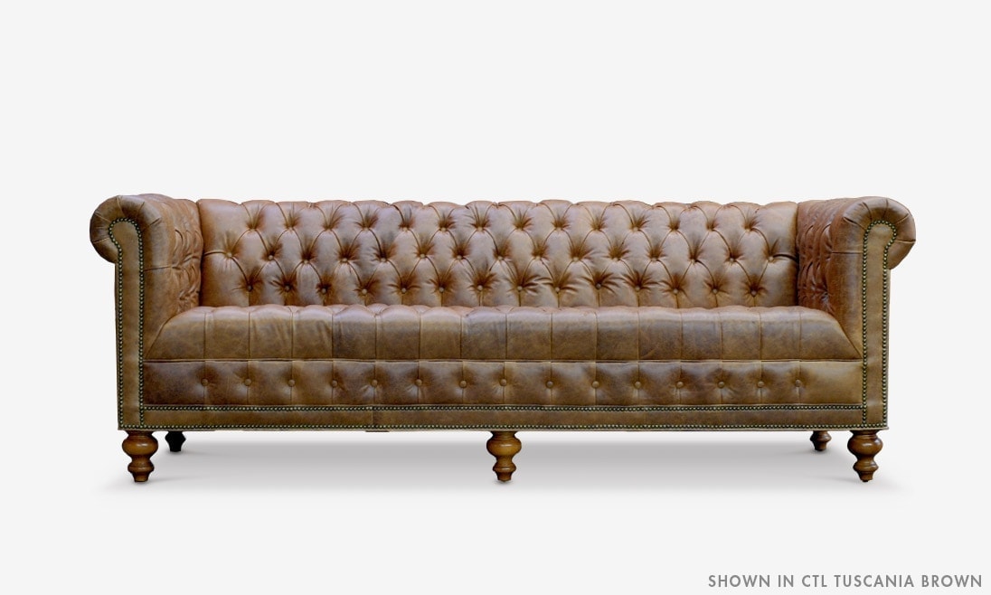 Hepburn Tufted Chesterfield Sofa in CTL Tuscania Brown Leather