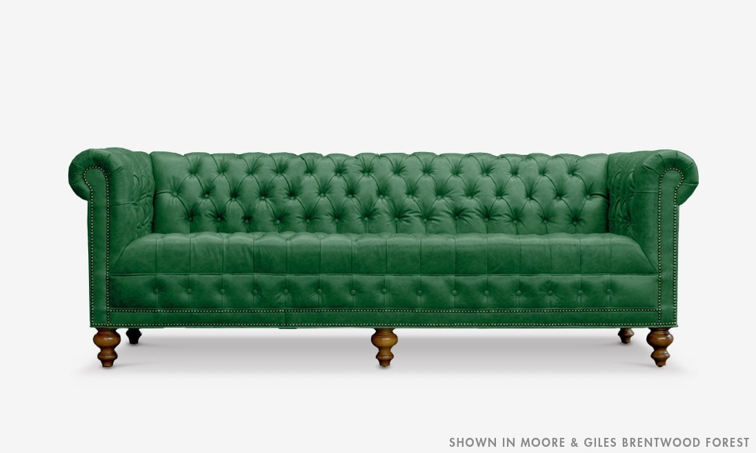 Hepburn Tufted Chesterfield Sofa in Moore & Giles Brentwood Forest Leather