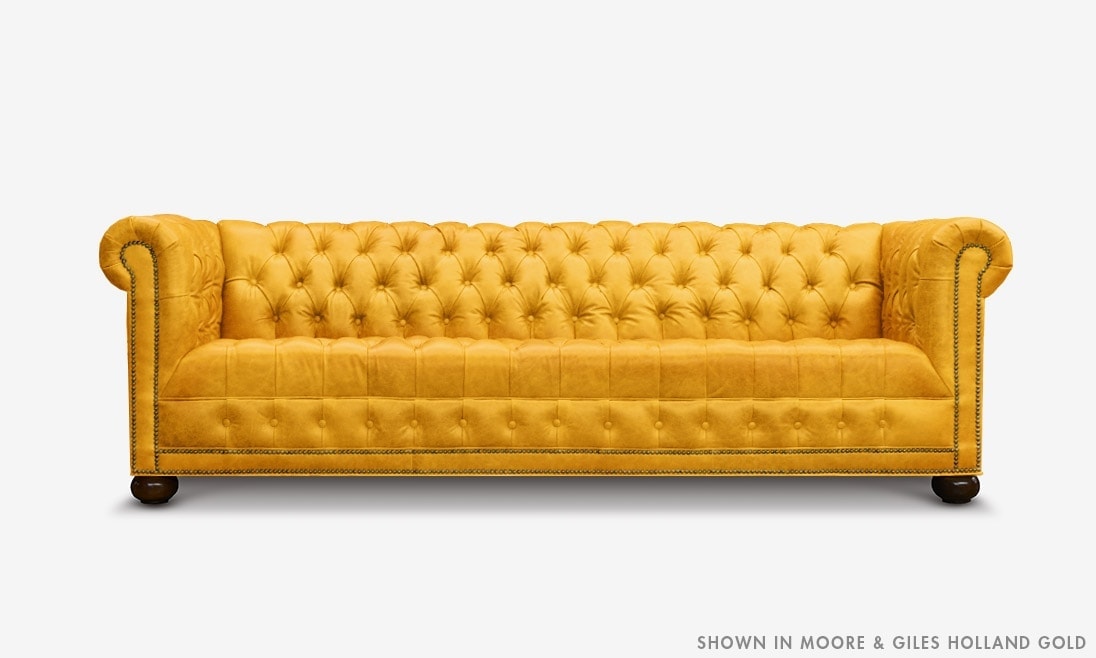 Hepburn Tufted Chesterfield Sofa in Moore & Giles Holland Gold Leather