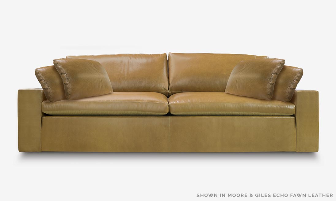 of Iron and Oak McCloud Cloud Sofa in Moore and Giles Echo Fawn Leather
