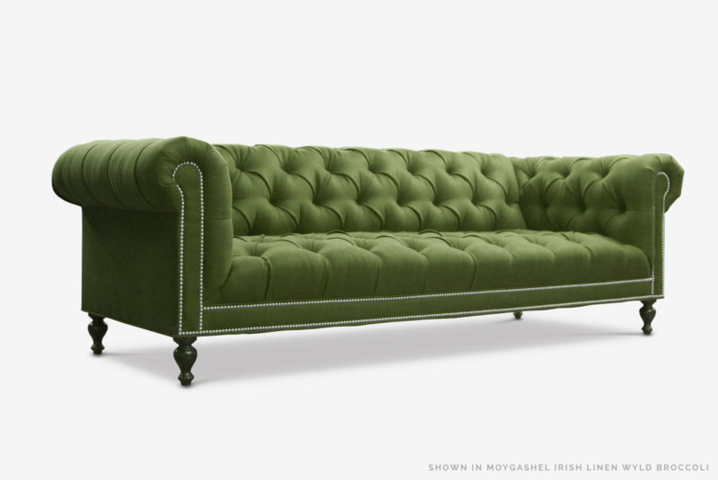 Wyld Broccoli Linen Tufted Seat Chesterfield
