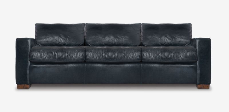 McQueen Track Arm Sofa In Black Leather