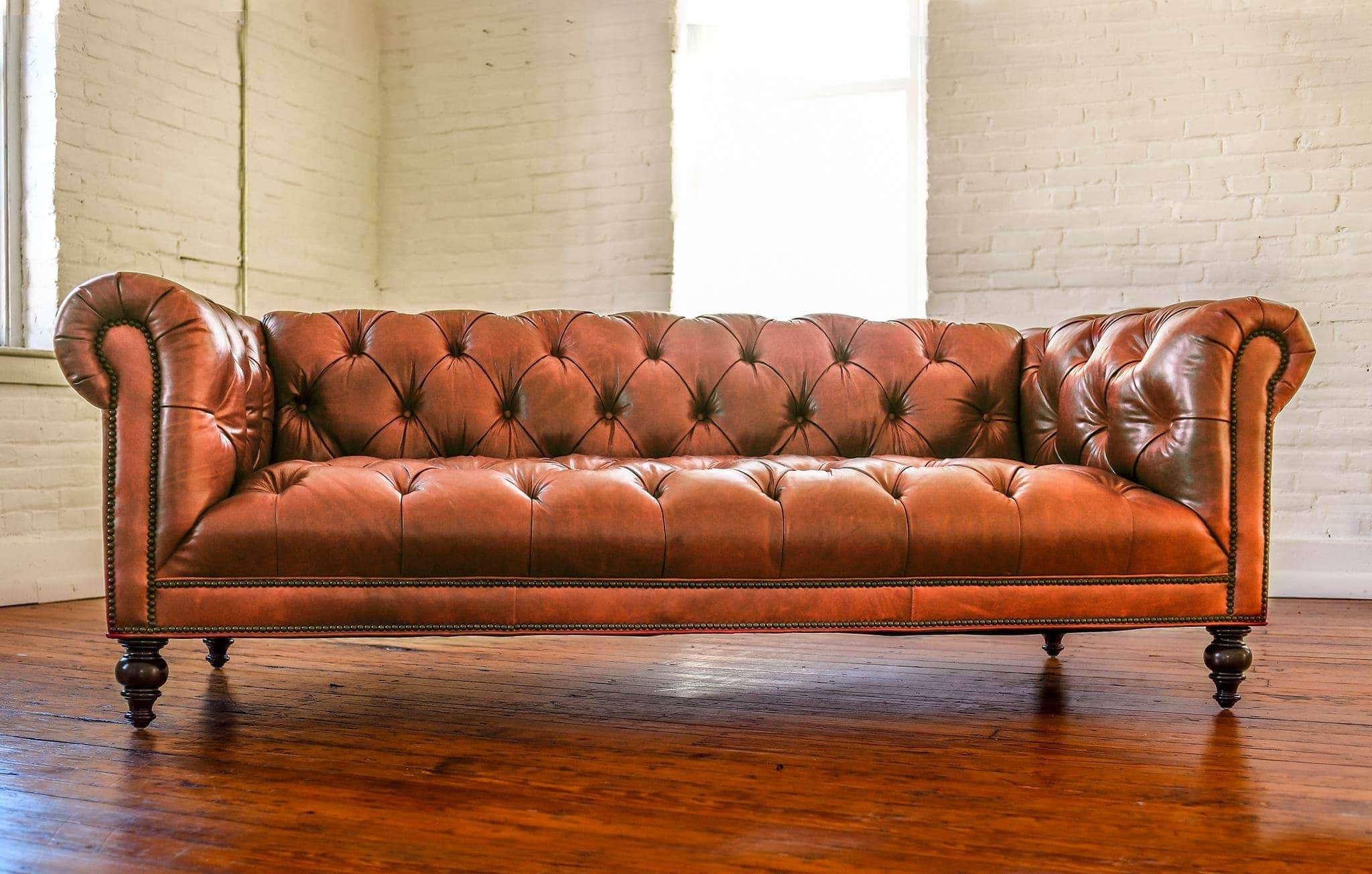 Brown Leather Wright Chesterfield Sofa
