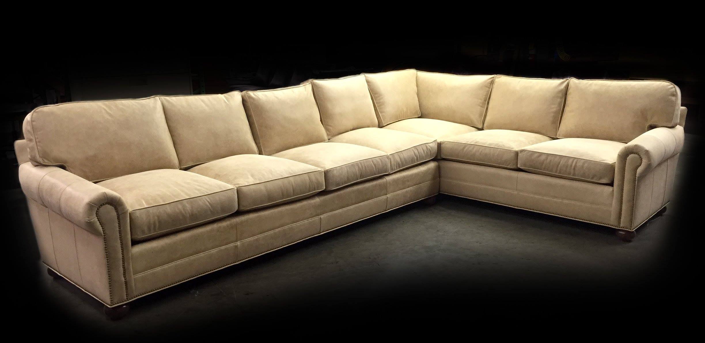 Cream Colored Leather Roosevelt Sectional