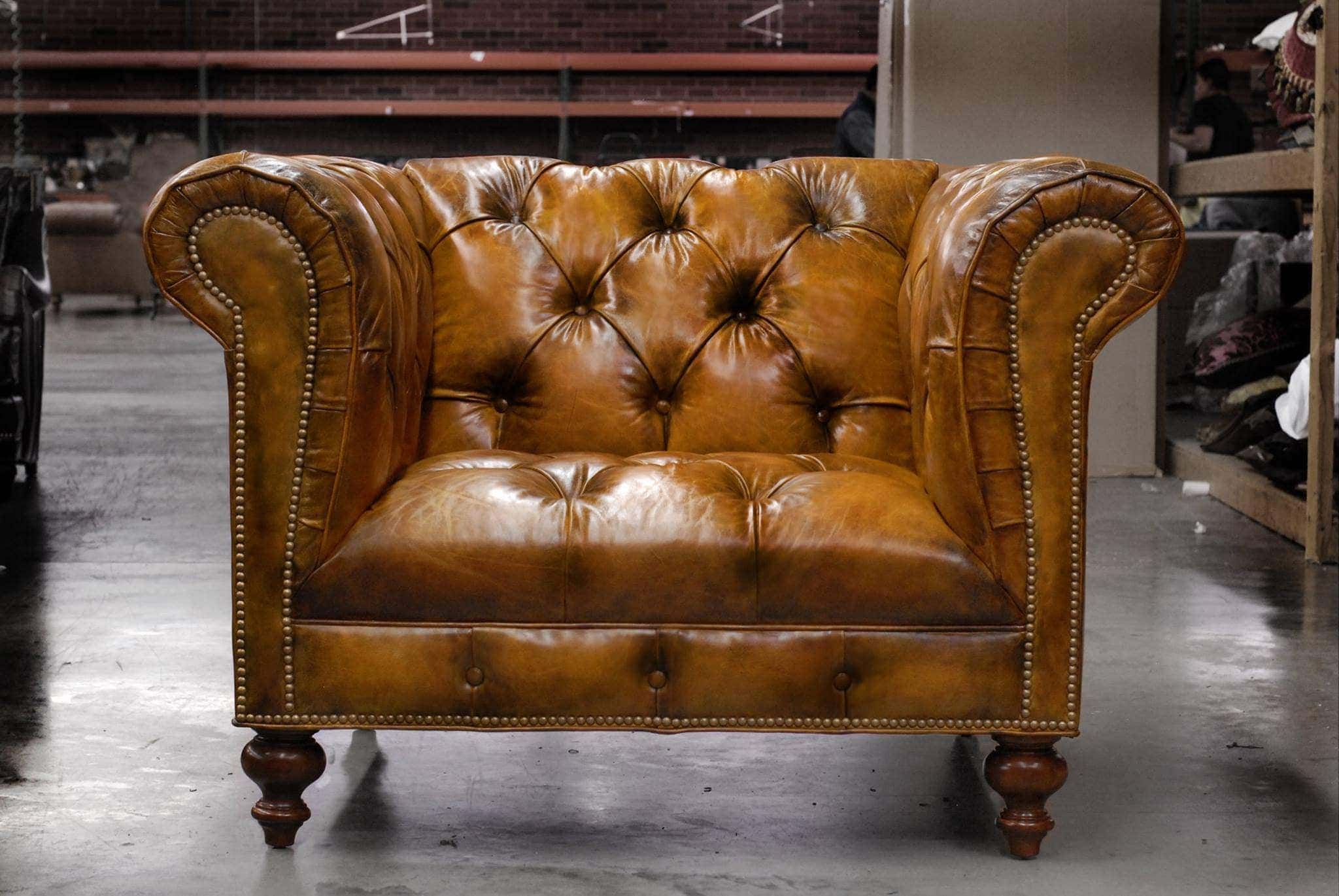 Custom Made Hemingway Chesterfield Armchair with Optional Tufted Seat and Scalloped Arm