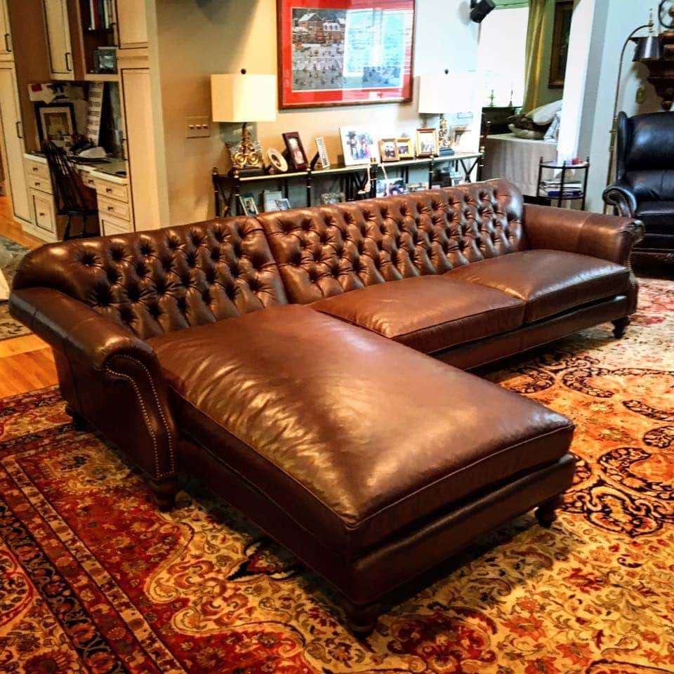 Brown Leather Riley Sectional with Chaise