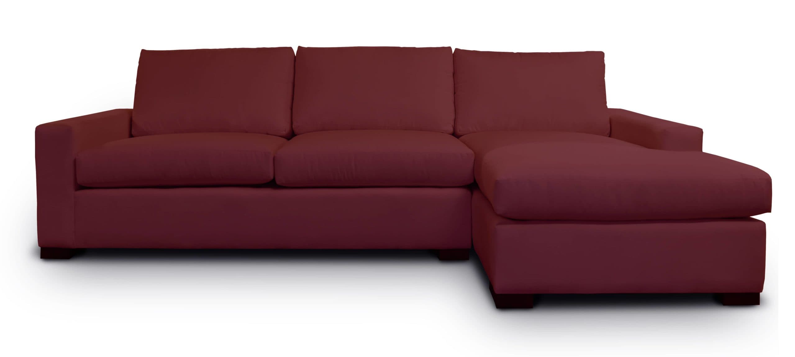 McQueen Chaise Sectional in Merlot Fabric