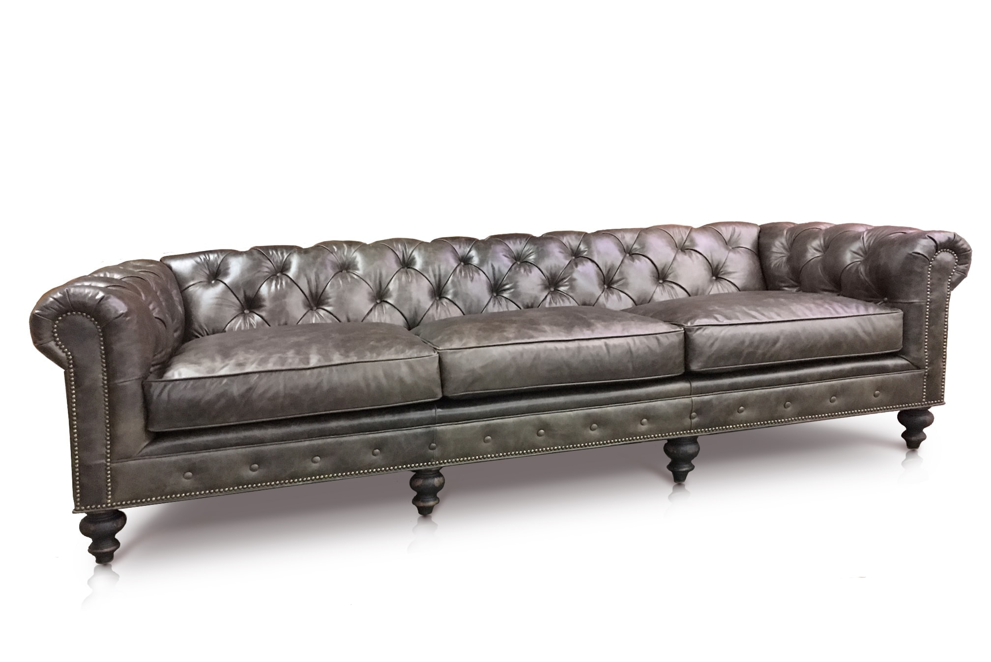 Fitzgerald Chesterfield Sofa in Grey Leather