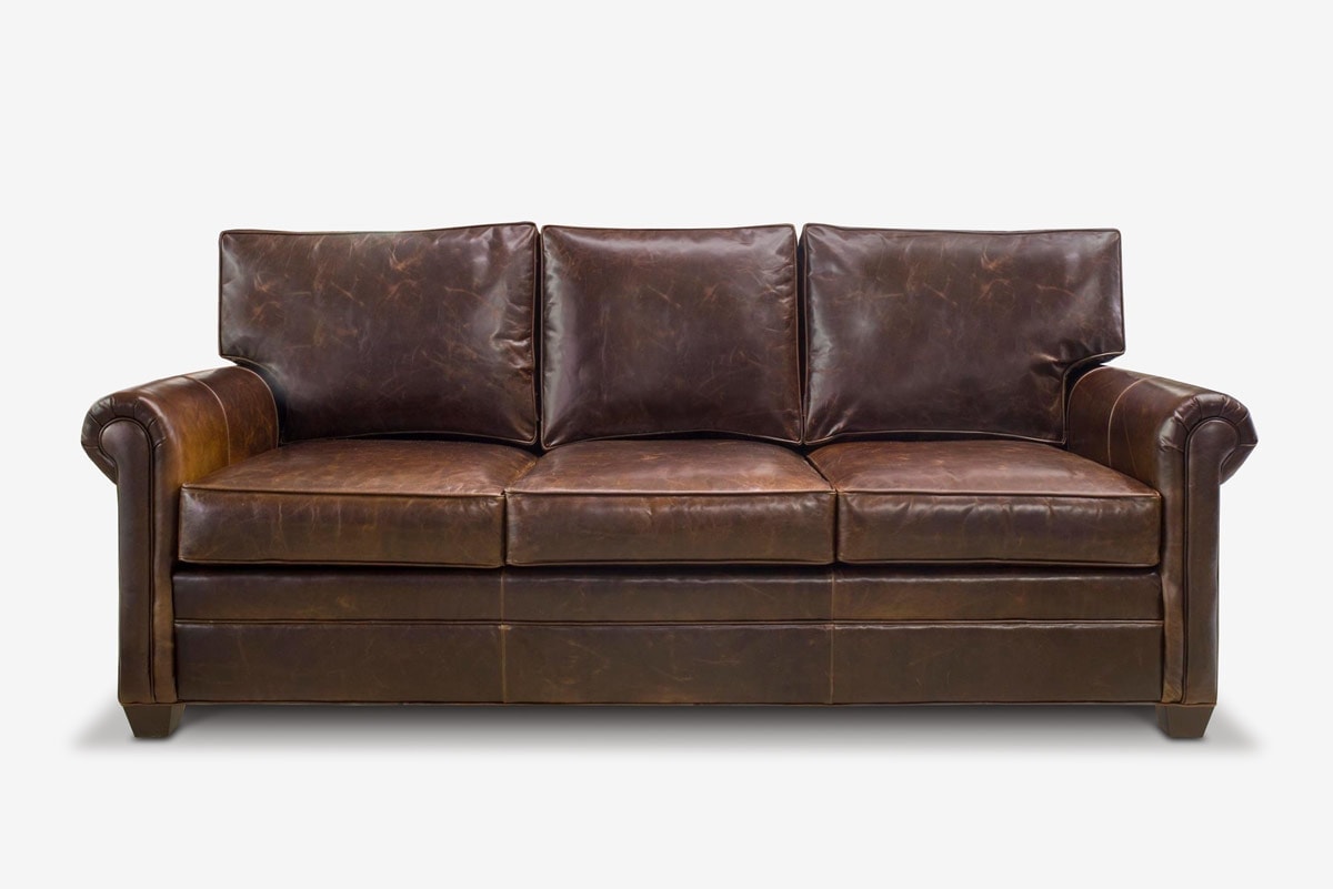 Roosevelt Roll Arm Sofa in Chocolate Leather