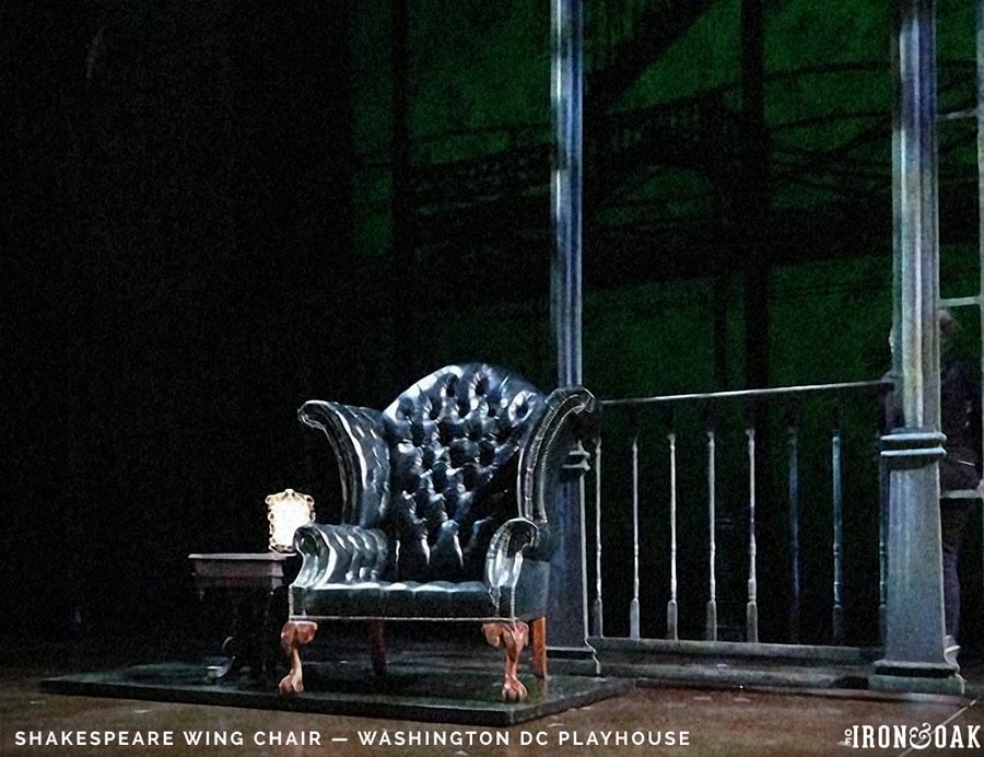 Washington DC Theater 'of Iron & Oak' Shakespeare Leather Wing Chair
