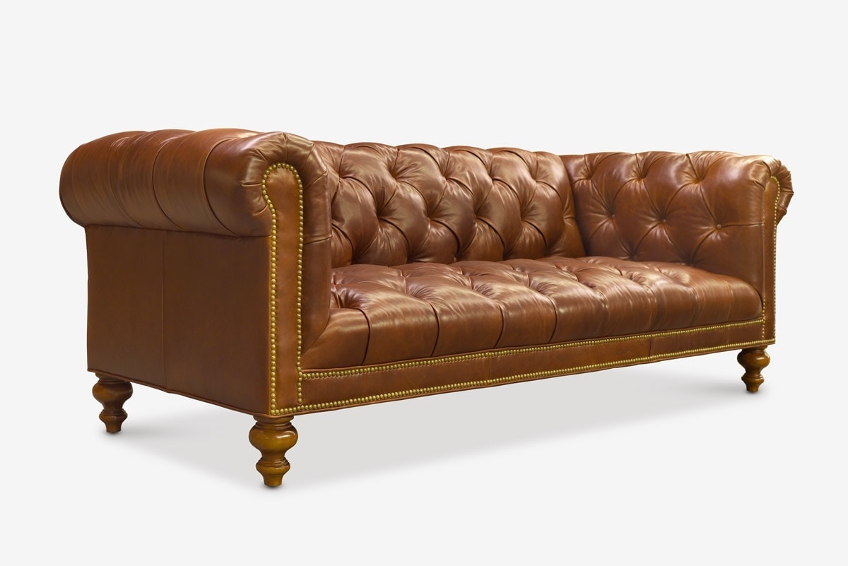 Wright Brown Leather Chesterfield