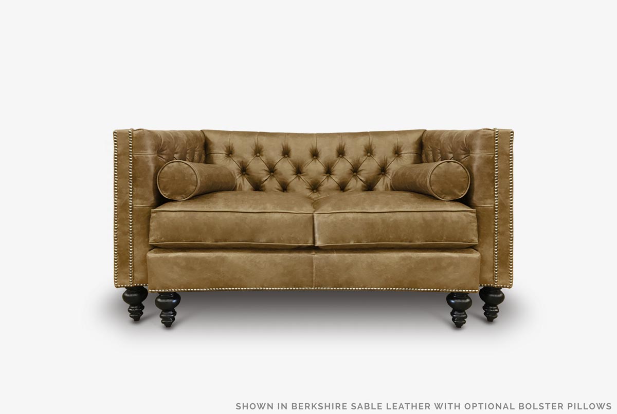 Chip Mid-Century Chesterfield Loveseat in Sable Leather