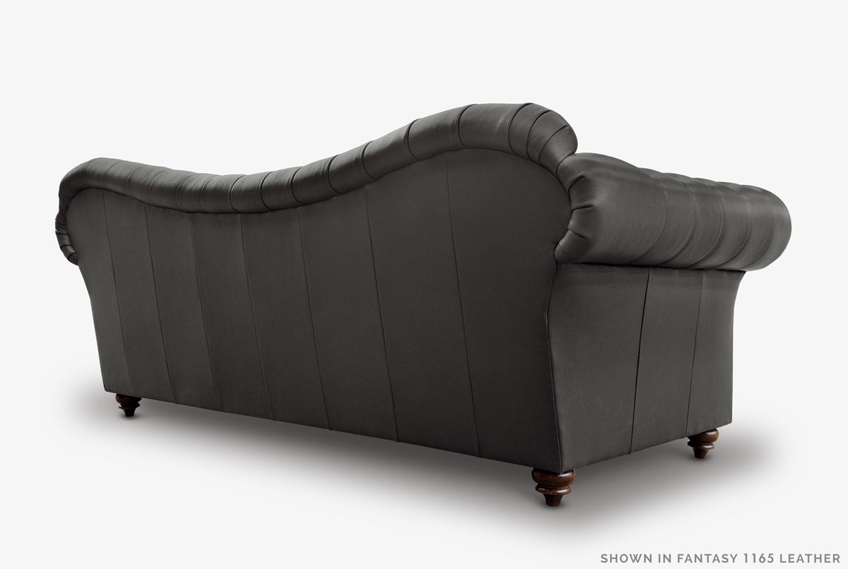 Marilyn Camelback Chesterfield Sofa in Dark Grey Leather