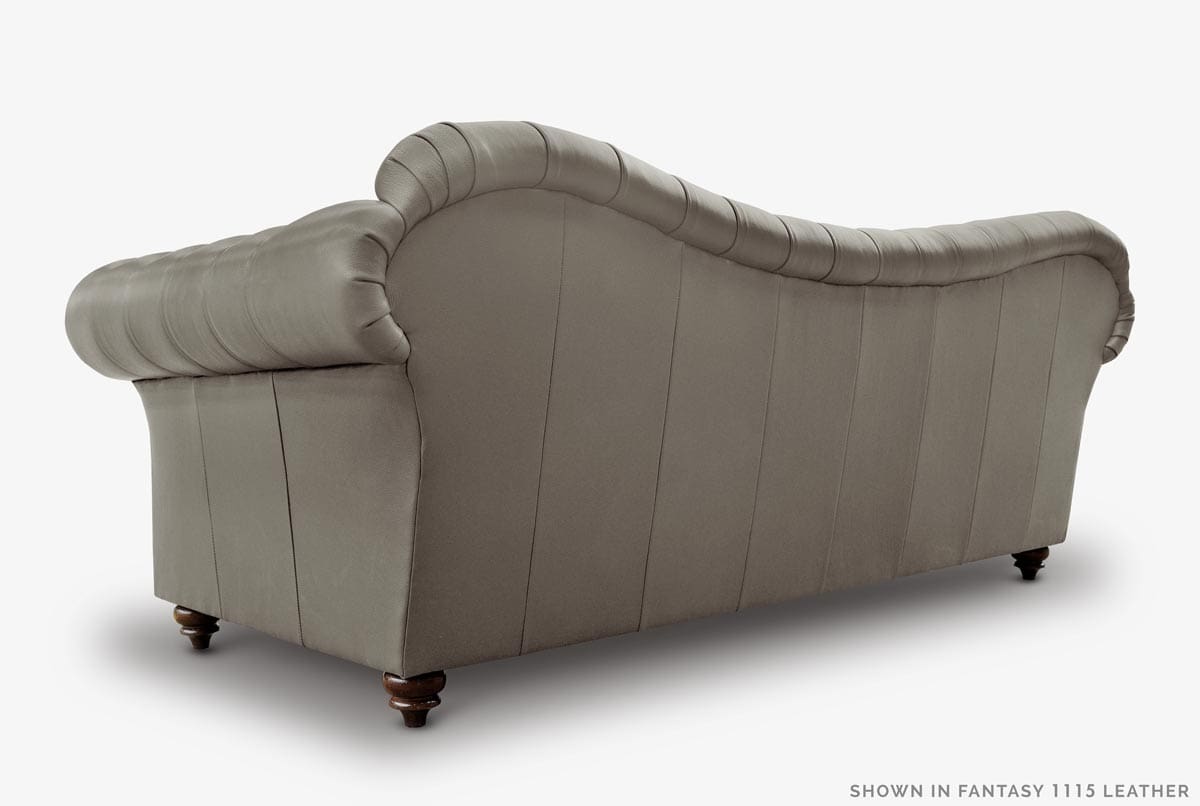 Marilyn Camelback Chesterfield Sofa in Gray Leather
