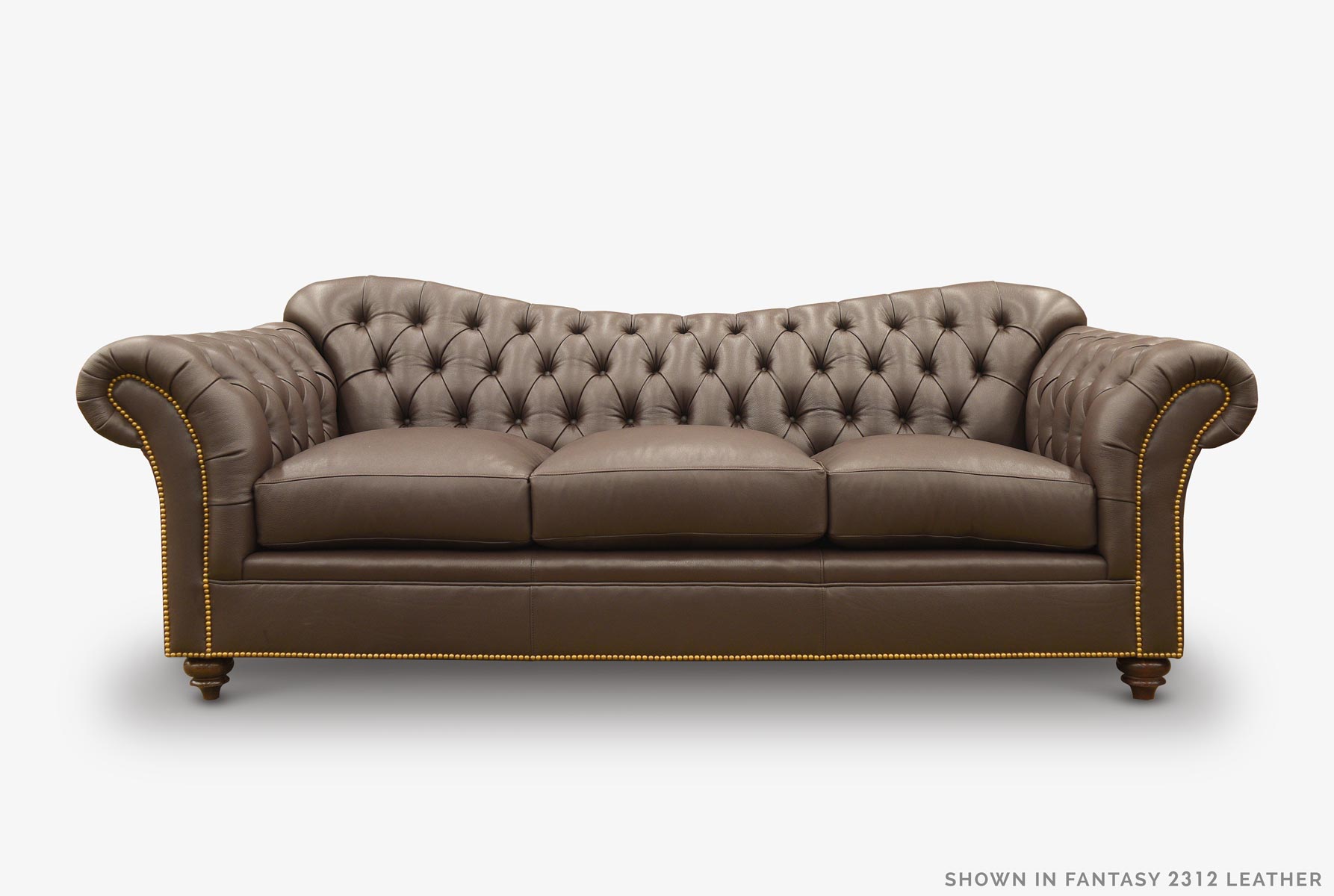 Marilyn Camelback Chesterfield Sofa in Brown Leather
