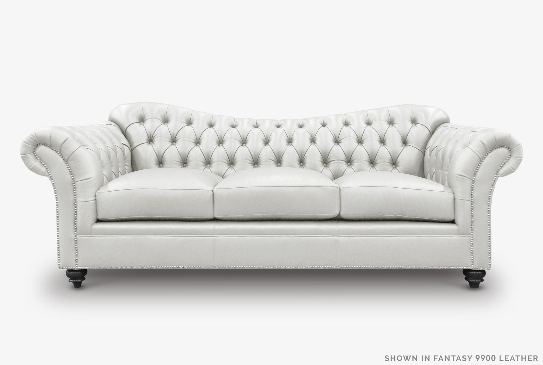 Marilyn Camelback Chesterfield Sofa in White Leather