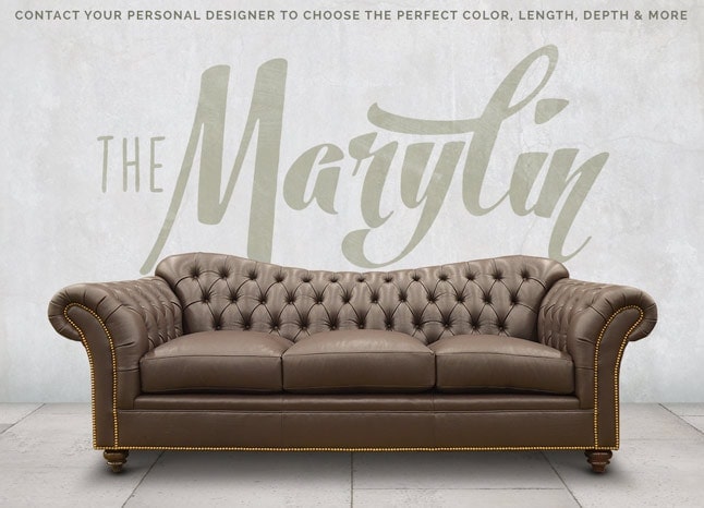 Marilyn Camelback Chesterfield Sofa in Brown Leather