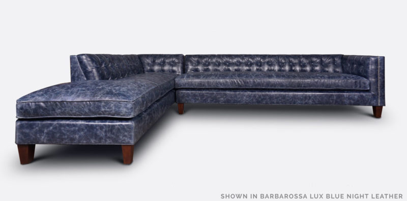 Dylan Lounger Sectional In Barbarossa Lux Blue Night Leather