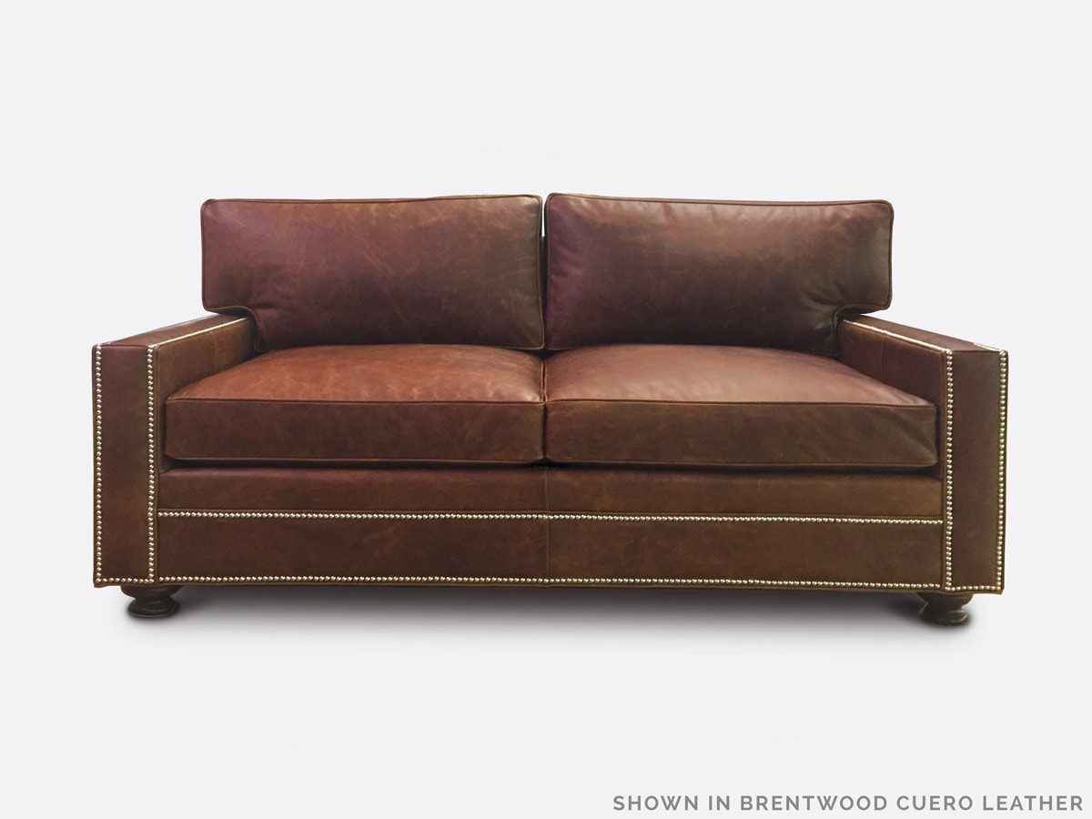 The Heston: a Petite Track Arm Sofa in Brentwood Cuero Leather
