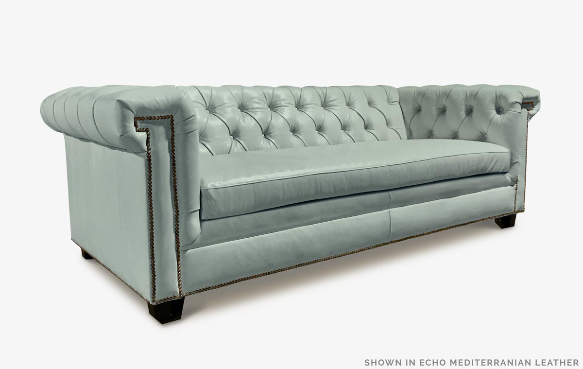 The Lewis: a Modern Chesterfield Sofa in Echo Mediterranian Leather