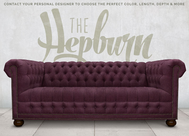 The Hepburn: a Luxurious Tufted-Seat Chesterfield Sofa in Perry Wool Cloak