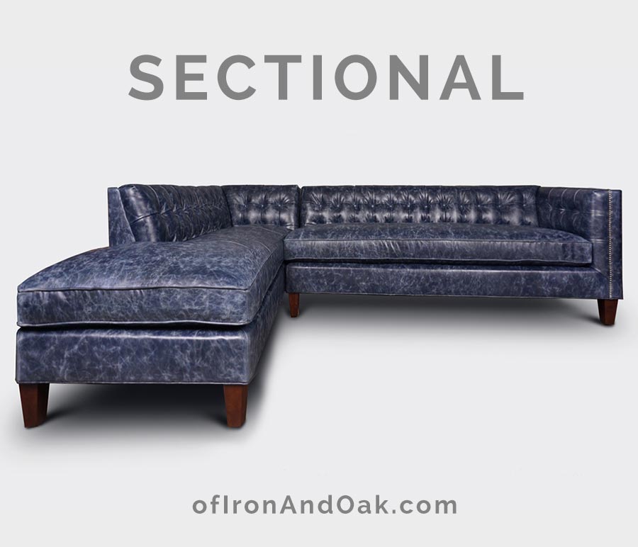 Dylan MidCentury Sectional Sofa of Iron & Oak
