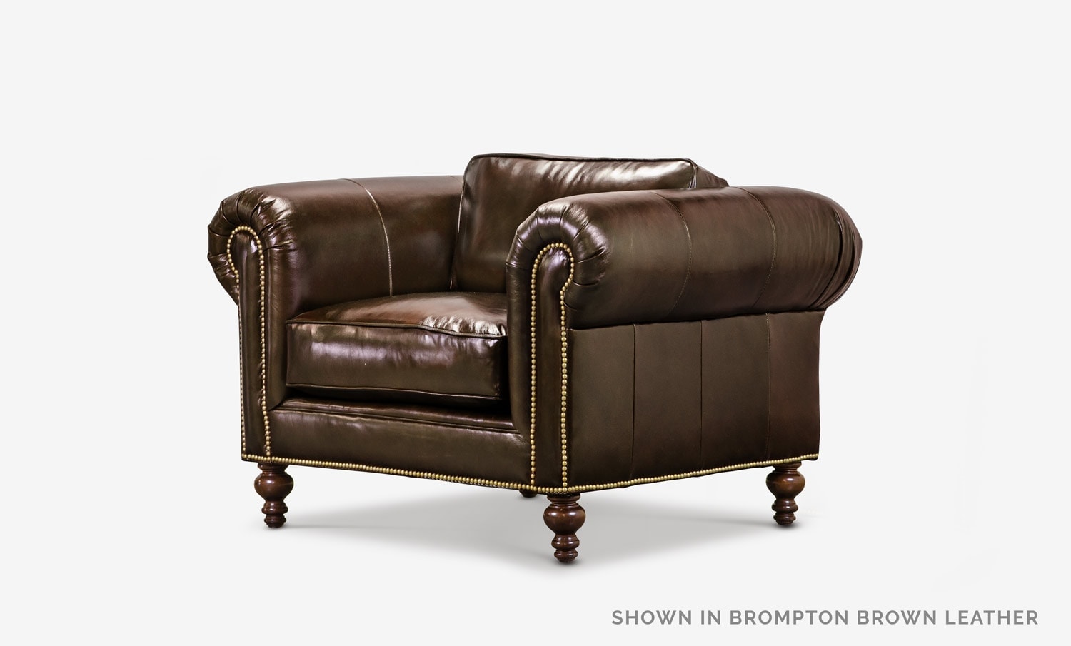The Sidney: Modern Chesterfield Chair in Brompton Brown Leather