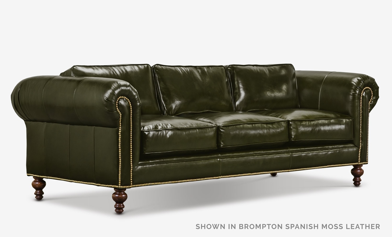 The Sidney: Modern Chesterfield Sofa in Brompton Spanish Moss Leather
