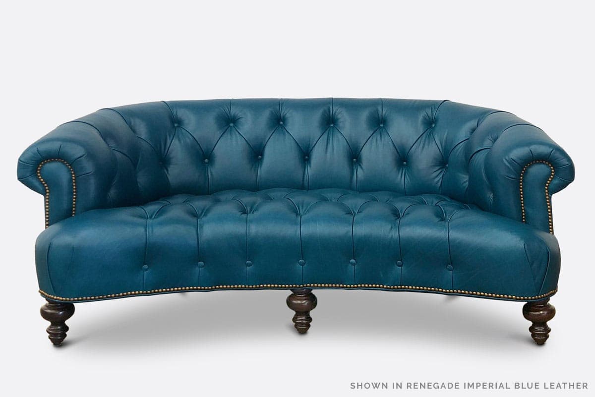 The Truman: Imperial Blue Leather Chesterfield Love Seat