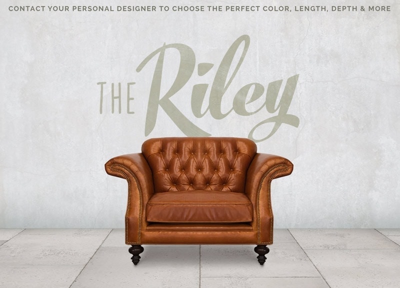 The Riley: High Back Scroll Arm Tufted Chesterfield Chair in Echo Cognac Leather