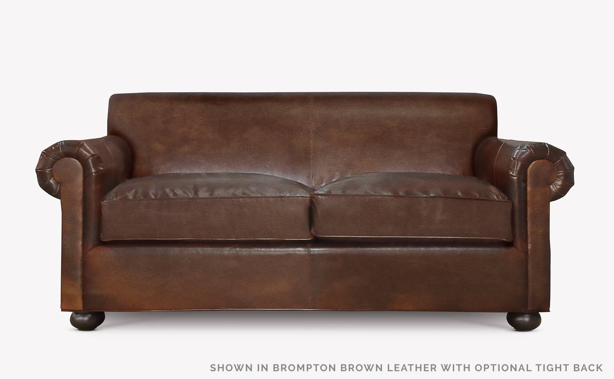 Franklin Tight Back Roll Arm Sofa in Brompton Brown Leather