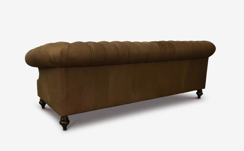 Langston High Back Scoop Arm Chesterfield Hand-stained In Brown Leather