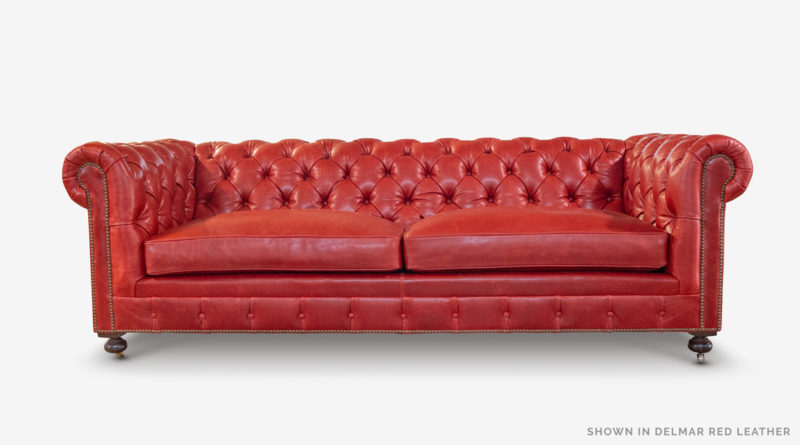 Fitzgerald Delmar Red Leather Chesterfield Sofa