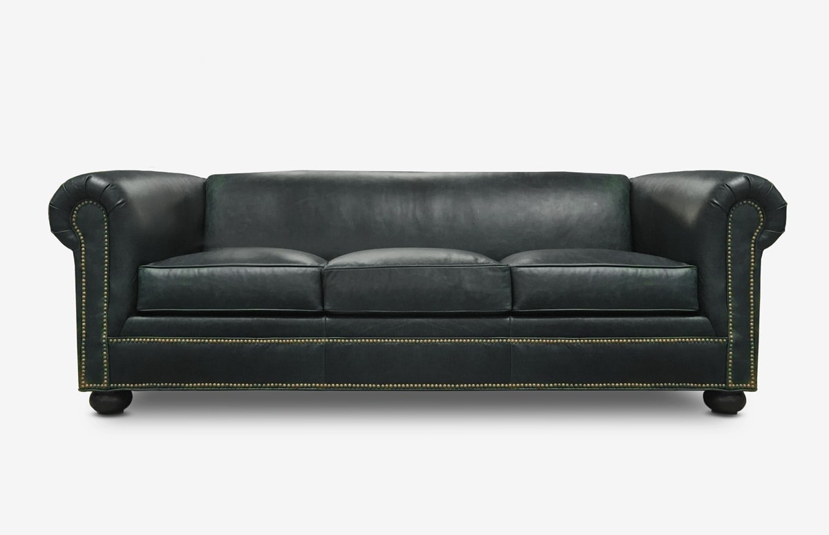 Irving Tuftless Chesterfield In Black Leather