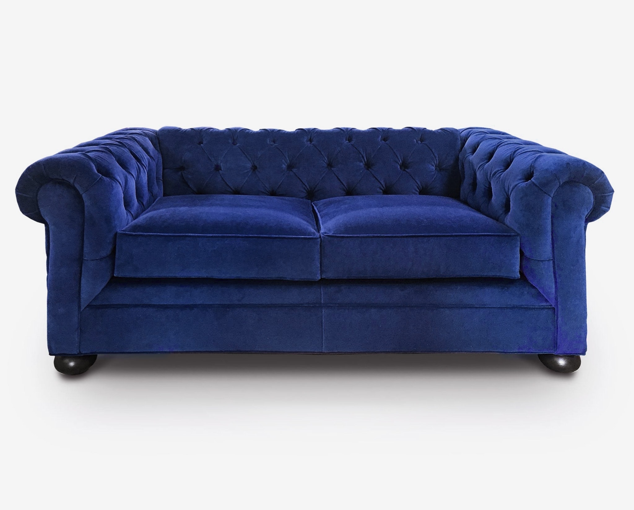 Irving Traditional Chesterfield Sofa in Custom Sapphire Blue Velvet