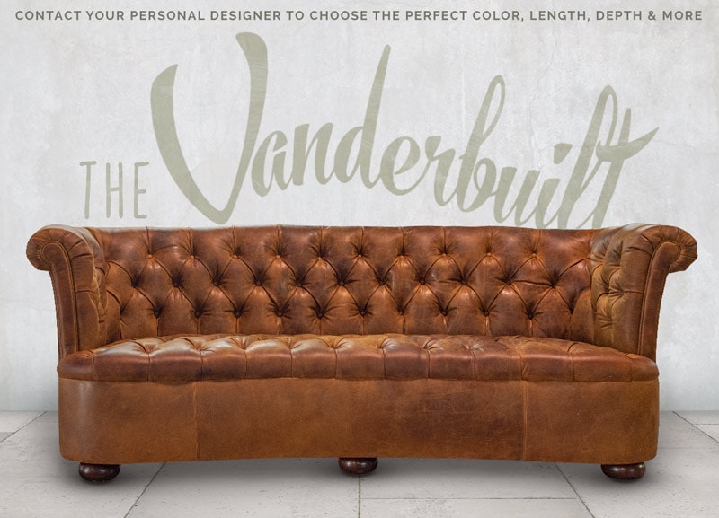 Caramel Leather Vanderbilt Curved Chesterfield