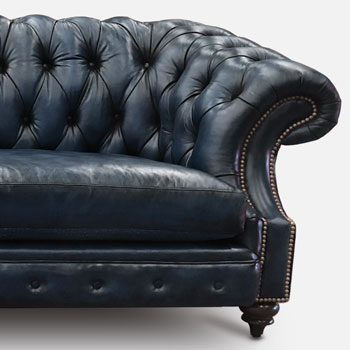 Langston Hand Stained Marino Leather Chesterfield Sofa