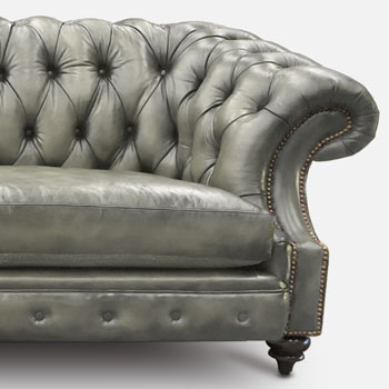 Langston Hand Stained Offwhite Leather Chesterfield Sofa