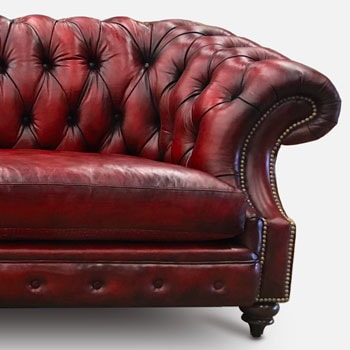 Langston Hand Stained Rosso Leather Chesterfield Sofa