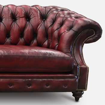 Langston Hand Stained Rubino Leather Chesterfield Sofa