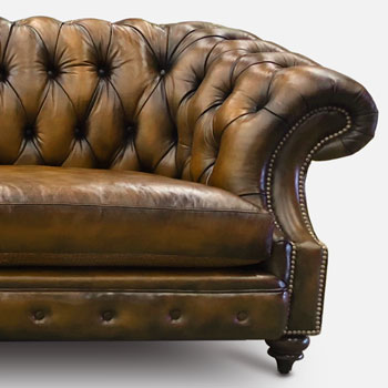 Langston Hand Stained Topazio Leather Chesterfield Sofa