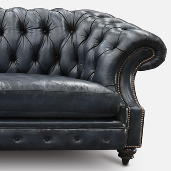 Langston Hand Stained Vento Leather Chesterfield Sofa